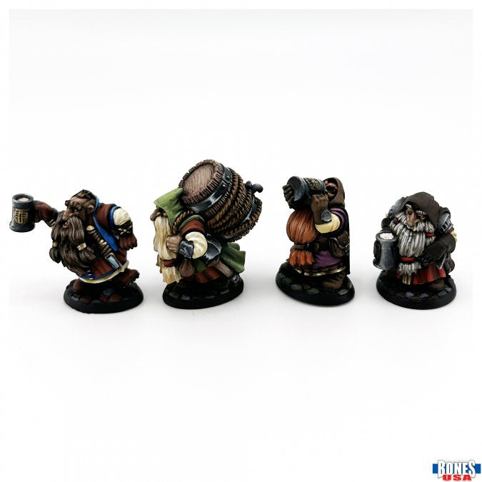 Reaper Bones USA Townsfolk: Dwarven Brewmeister and Patrons (4)