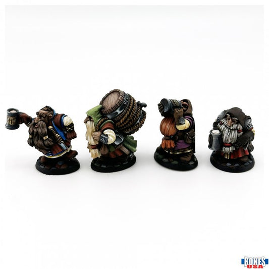 Reaper Bones USA Townsfolk: Dwarven Brewmeister and Patrons (4)