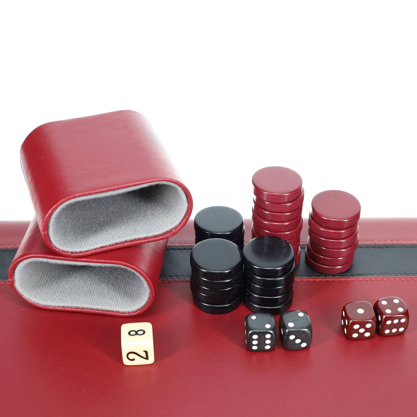 WE Games Burgundy/Black Leatherette Backgammon, 18 in.