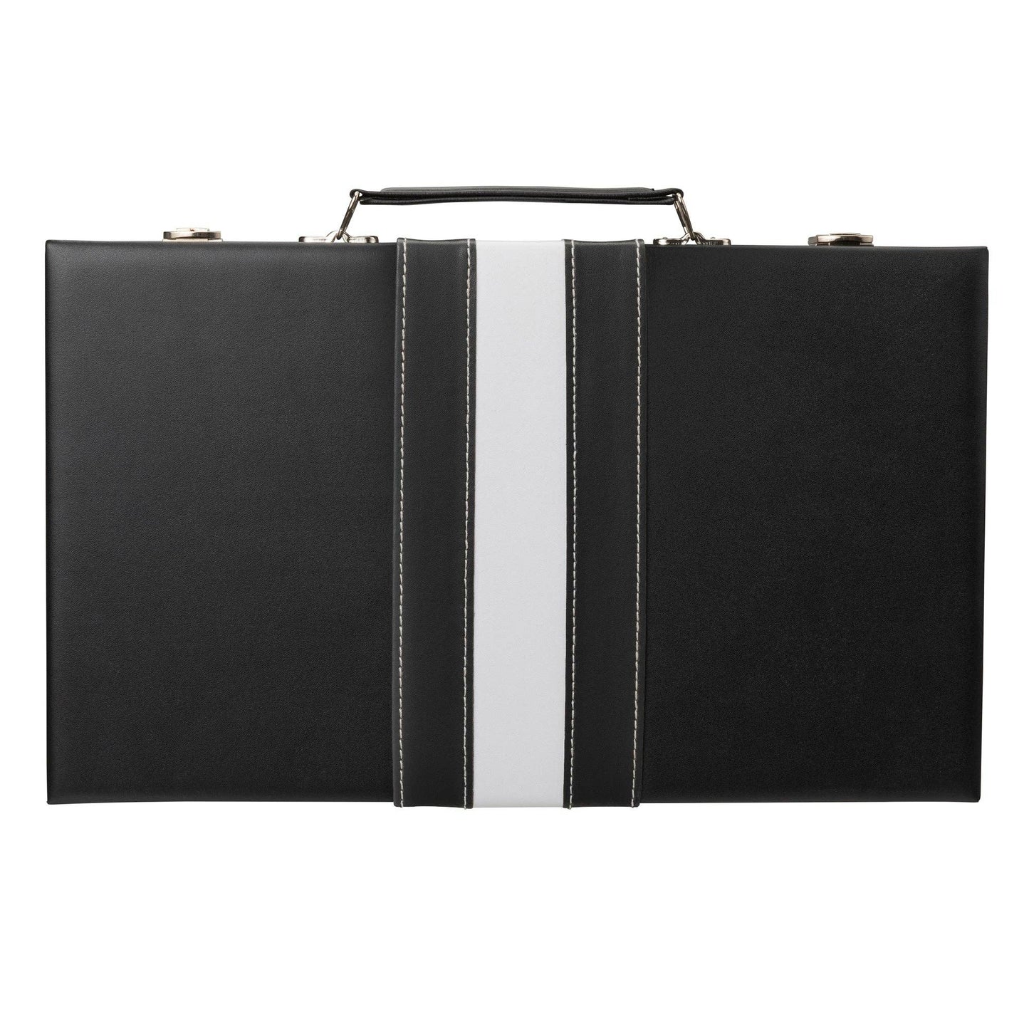 WE Games Black with Stripe Leatherette Backgammon, 14.75 in.