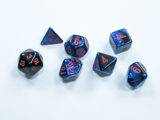 Gemini: Black-Starlight/red Mini-Polyhedral 7-Die Set
