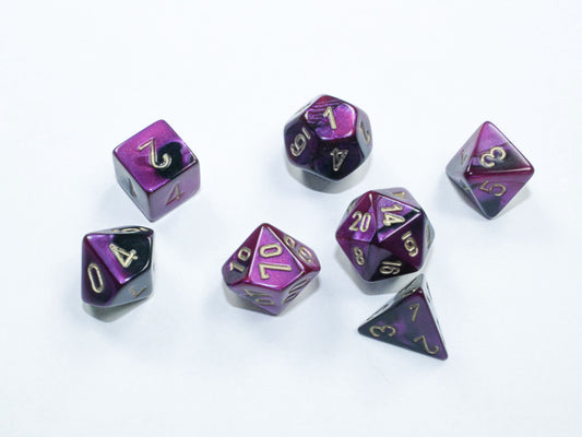 Gemini: Black-Purple/gold Mini-Polyhedral 7-Die Set