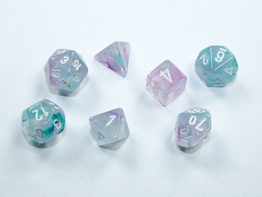 Nebula: Wisteria/white Mini-Polyhedral 7-Die set