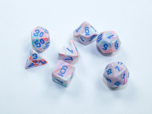 Festive: Pop Art/blue Mini-Polyhedral 7-Die set