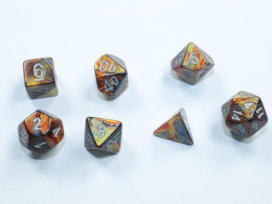 Lustrous: Gold/silver Mini-Polyhedral 7-Die set