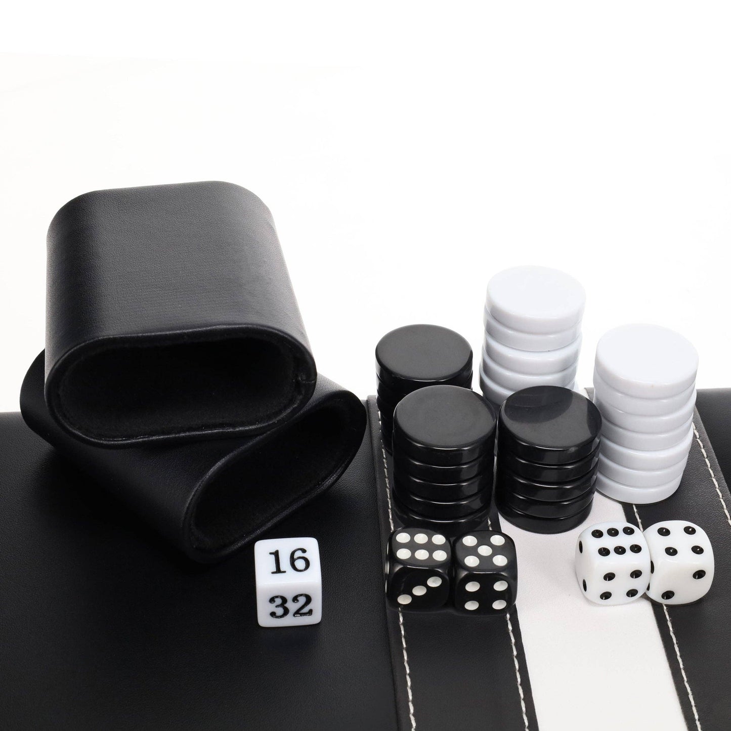 WE Games Black with Stripe Leatherette Backgammon, 14.75 in.