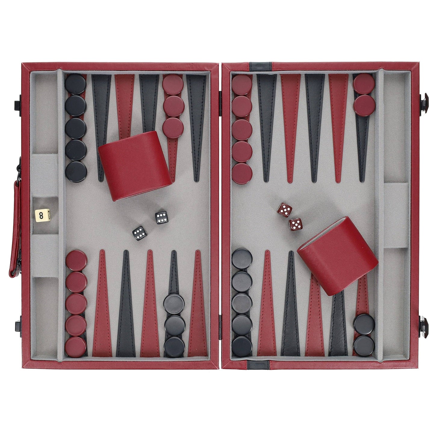 WE Games Burgundy/Black Leatherette Backgammon, 18 in.