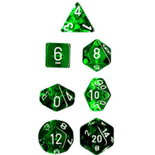 Translucent: Mini-Polyhedral Green/white 7-Die Set