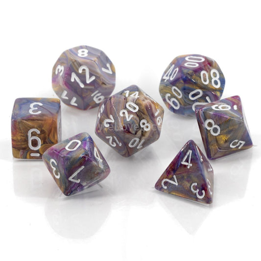 Festive: Carousel/white Mini-Polyhedral 7-Die Set