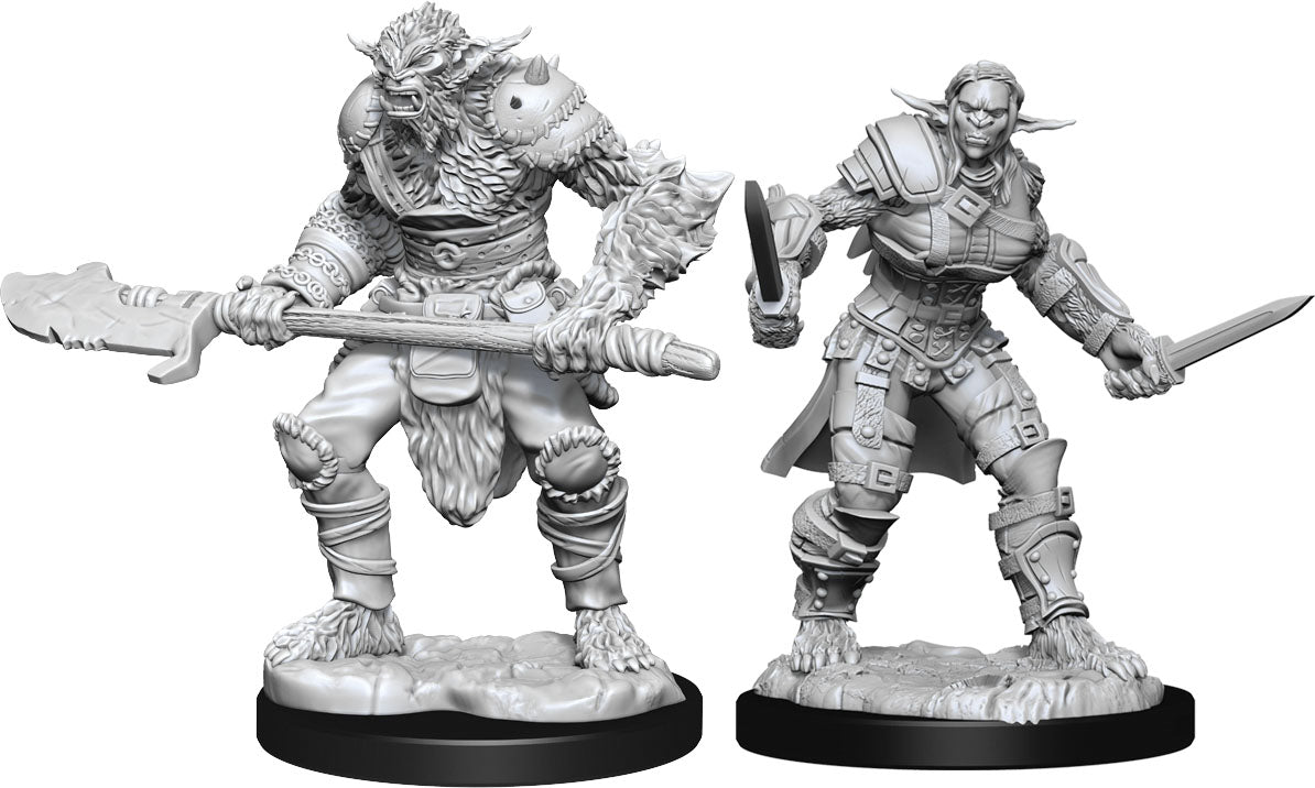 Nolzur's Marvelous Unpainted Miniatures - Bugbear Barbarian Male & Bugbear Rogue Female