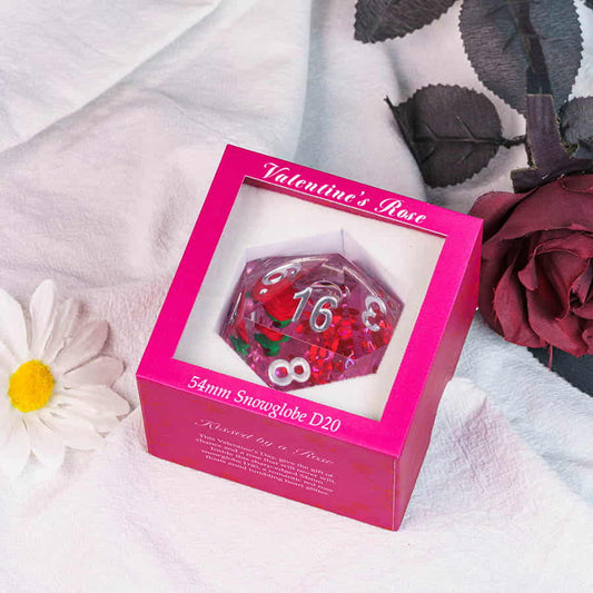 Giant D20 - Liquid Core with Valentine's Rose