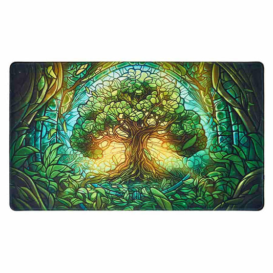 Arcane Fortress: Stained Glass: Mythical Forest Standard Playmat (24-inch X 14-inch)
