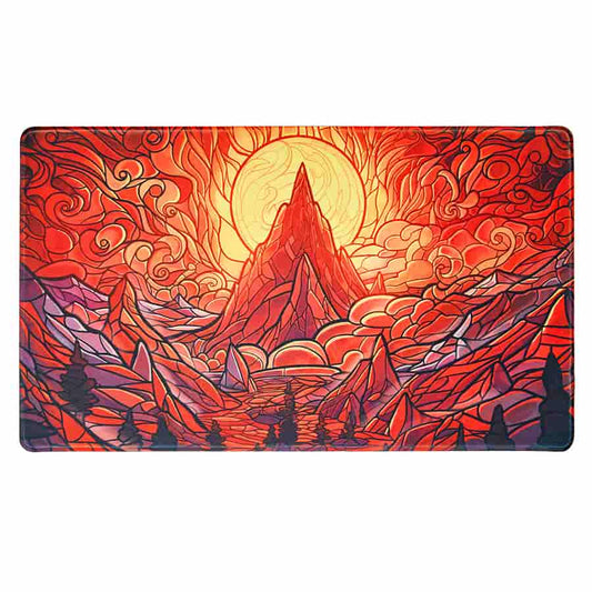 Arcane Fortress: Stained Glass: Burning Mountain Standard Playmat (24-inch X 14-inch)