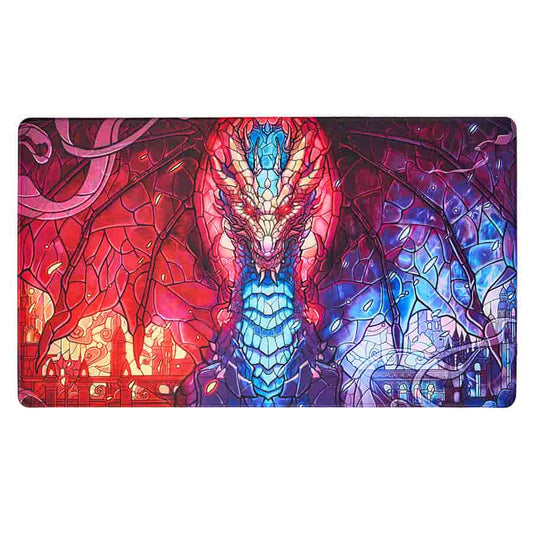 Arcane Fortress: Stained Glass: Fire and Ice Dragon Standard Playmat (24-inch X 14-inch)