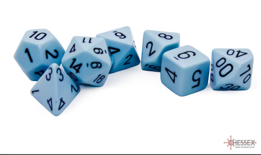 Opaque: Pastel Blue/black polyhedral 7-Die Set