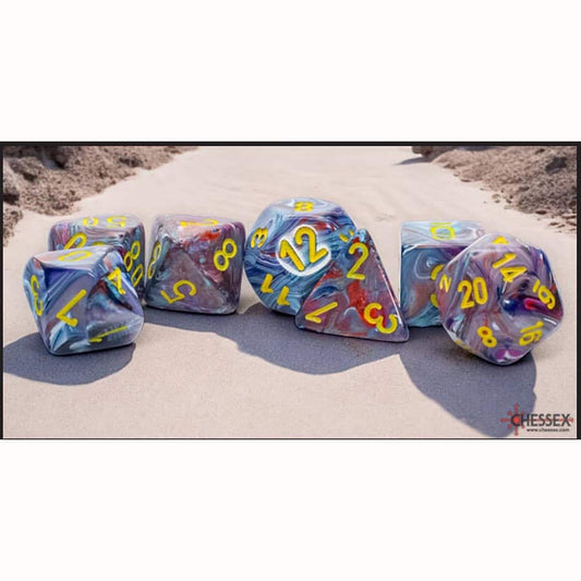 Festive: Mega-hedral Mosaic With Yellow (7 dice set)