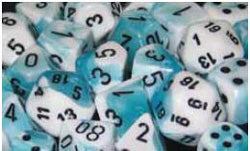 Gemini: Teal White/Black Polyhedral 7-Die Set