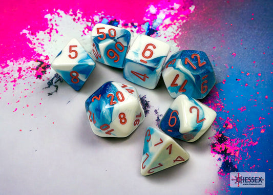 Gemini: Astral Blue White/Red Polyhedral 7-Die Set