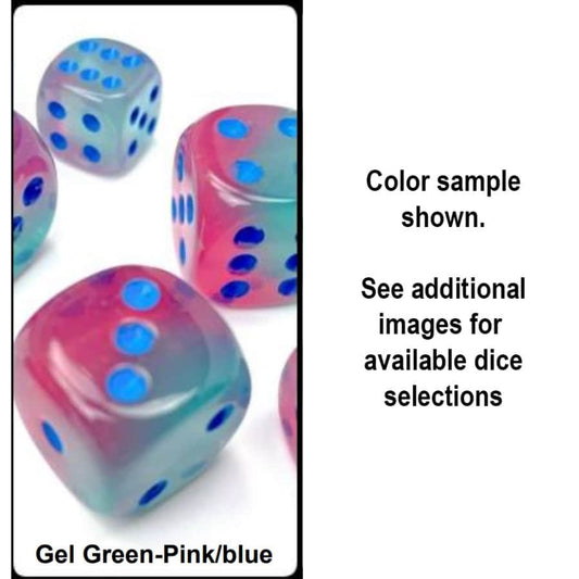 Gemini: Green-Pink/blue Luminary Polyhedral 7-Die Set