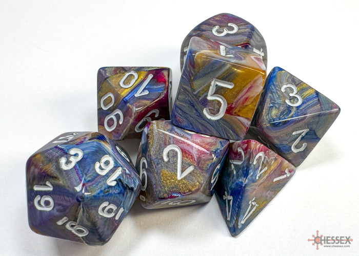 Festive: Carousel/White Polyhedral 7-Dice Set