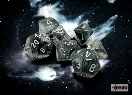 Borealis: Light Smoke/silver Luminary Polyhedral 7-Die Set