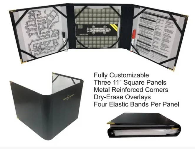 Three-panel faux leather DM screen / accessories folder