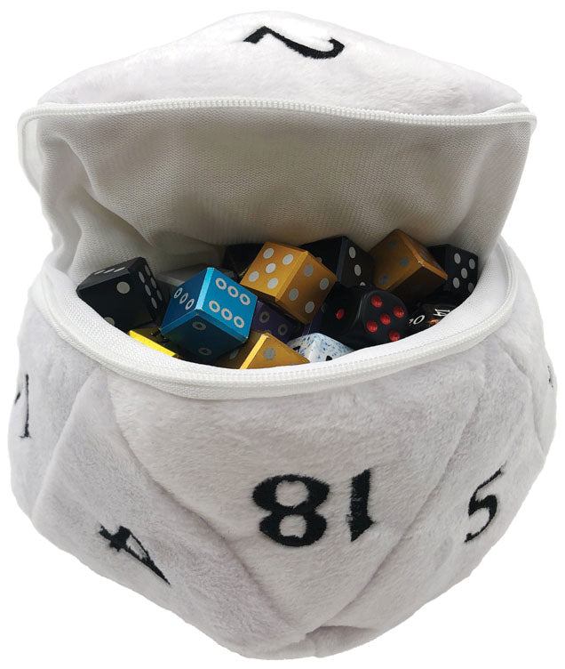 D20 Plush Dice Bag - White