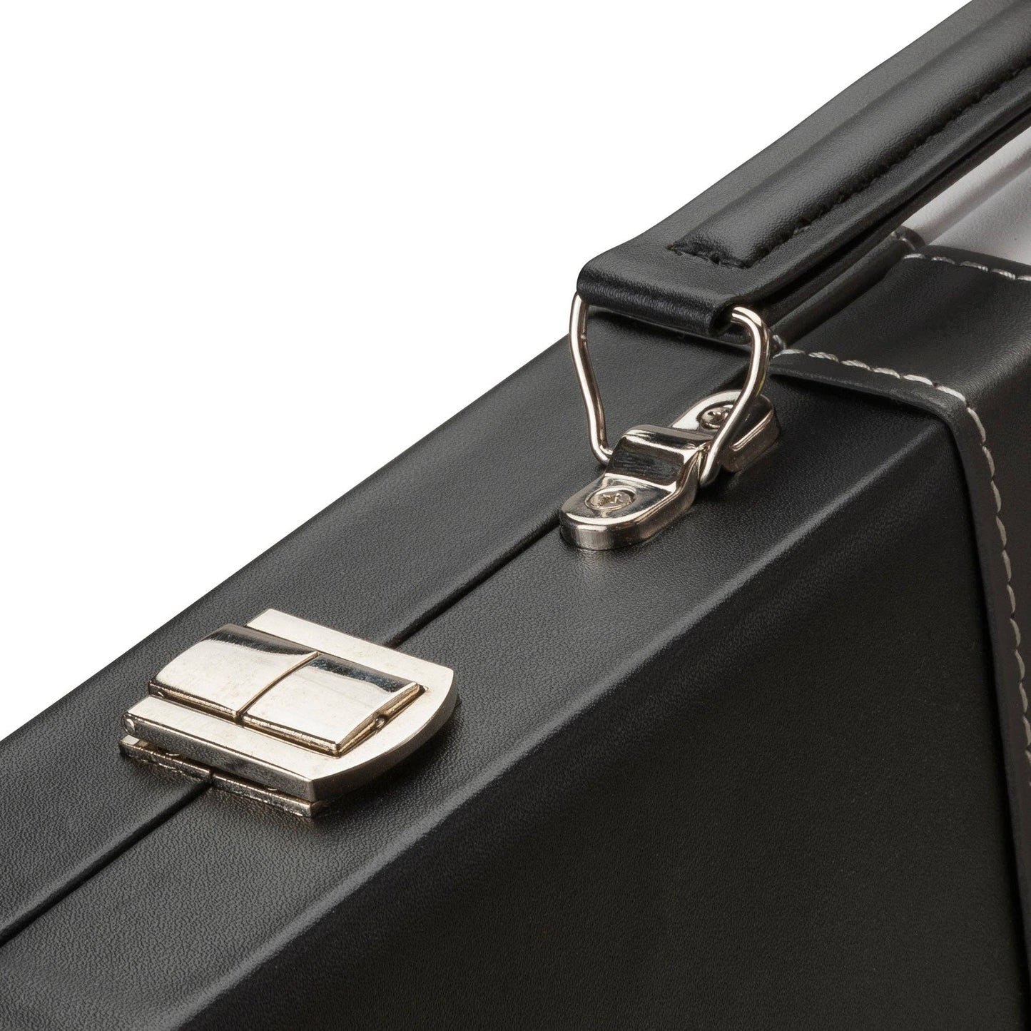 WE Games Black with Stripe Leatherette Backgammon, 14.75 in.