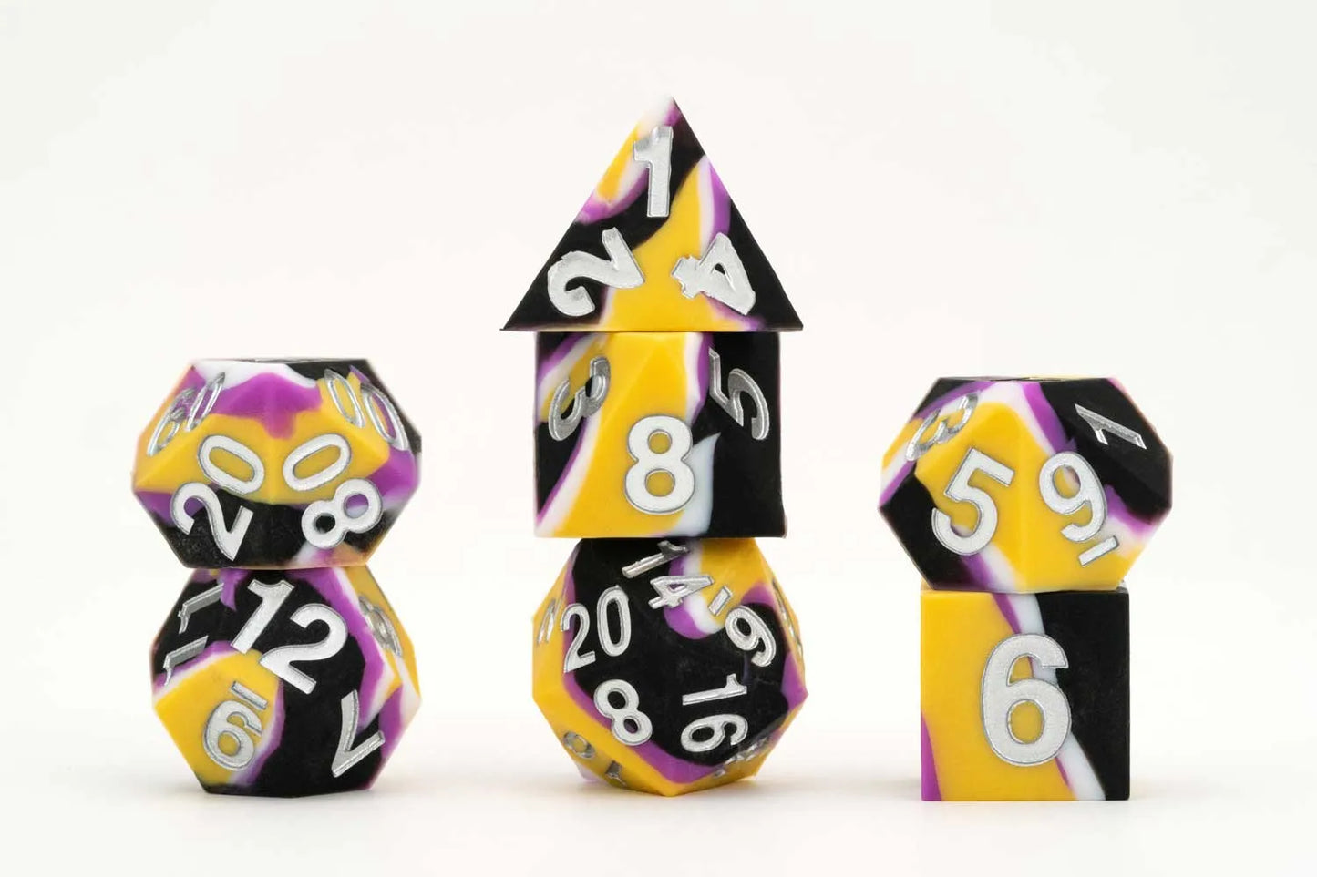 16mm Pride Sharp Edge Silicone Rubber Poly Dice Set: Nonbinary (7)