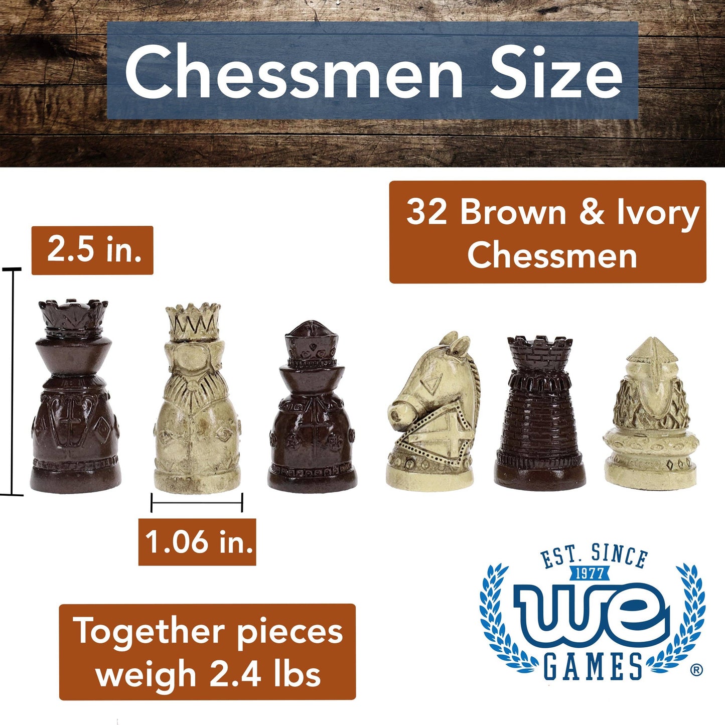 Medieval Themed Chess Set - 15 in., 2.185 in. King