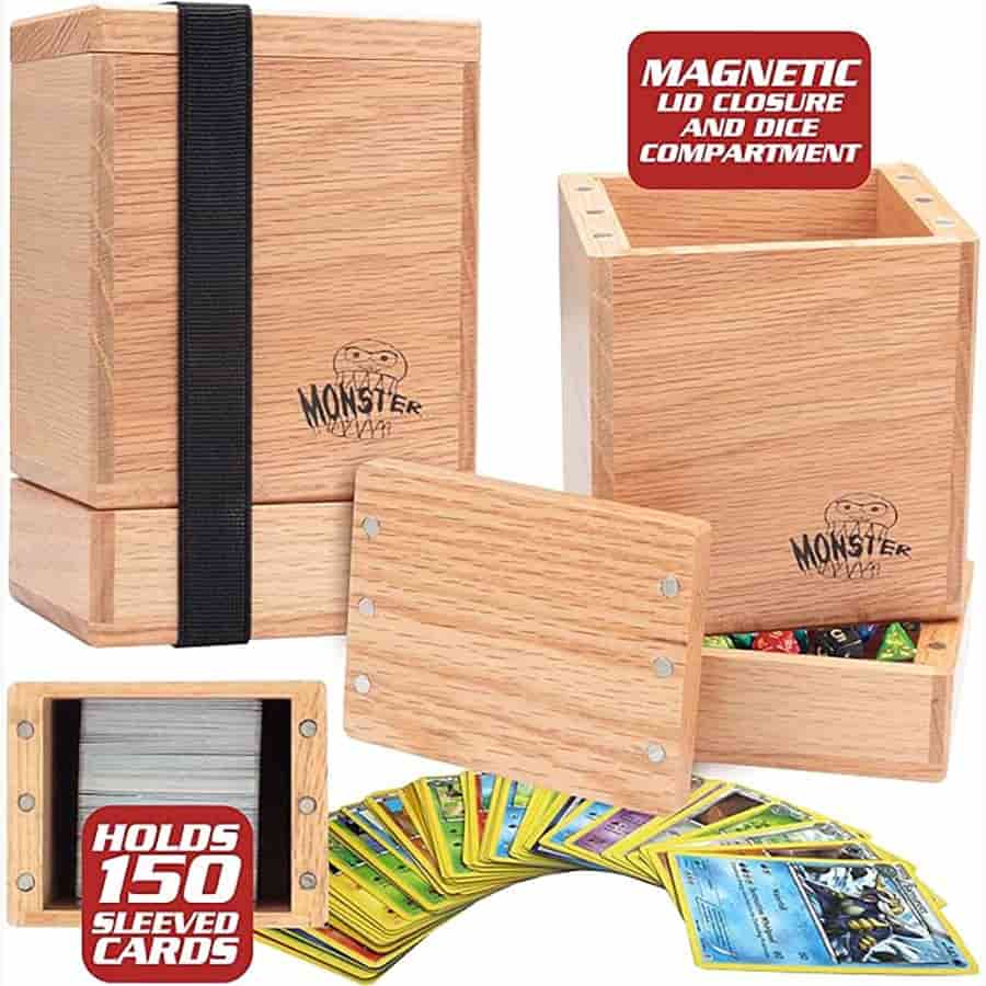 Wooden Deck Box with Dice Tray - Red Oak finish
