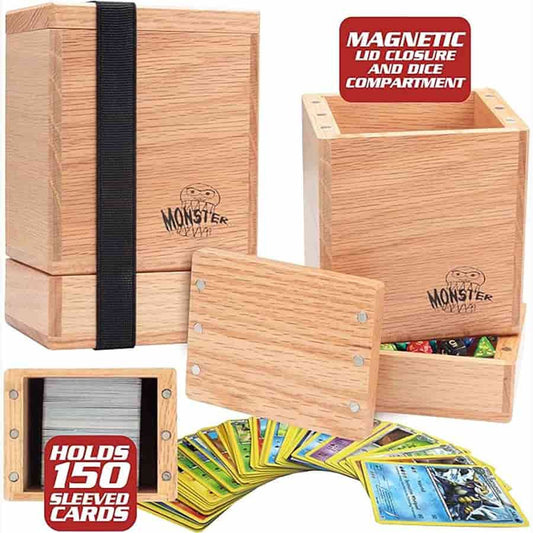 Wooden Deck Box with Dice Tray - Red Oak finish