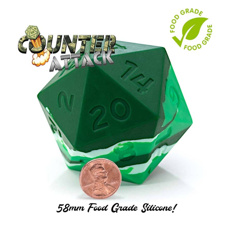 Random Encounter: Counter Attack: Military Nature And Terrain Green Swirls: 58mm Silicone D20 Dice