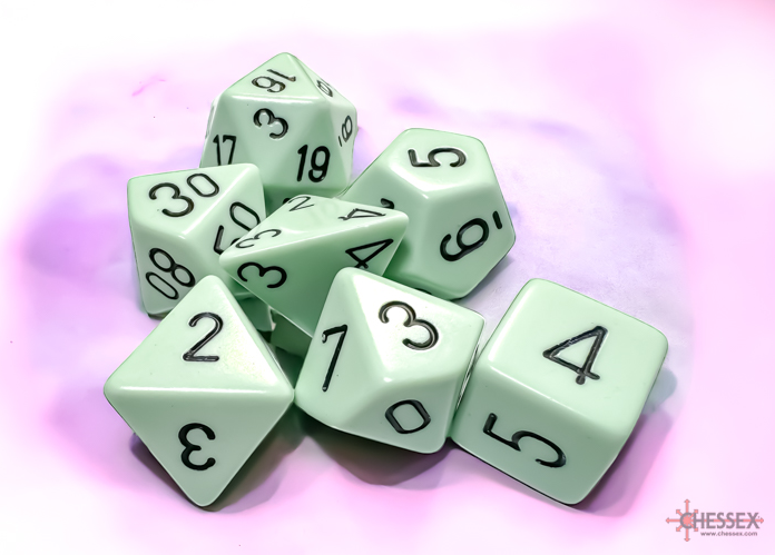 Opaque: Polyhedral Pastel Green/black 7-Die Set