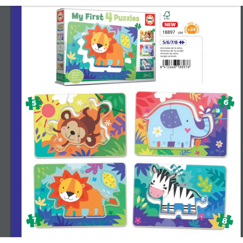 Jungle animals 5-6-7-8 piece