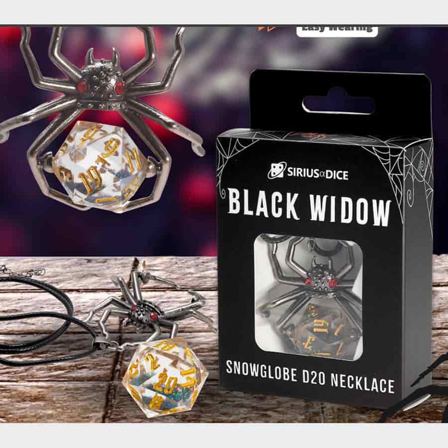 D20 Necklace: Black Widow