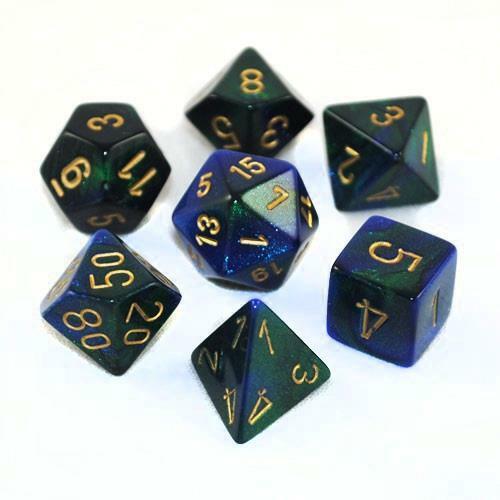 Gemini: Blue Green/Gold Polyhedral 7-Die Set