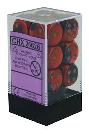 Gemini: Purple Red/Gold 16mm D6 Dice Block (12)