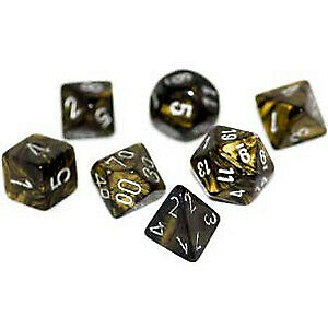 Leaf: Black Gold/Silver Polyhedral 7-Dice Set
