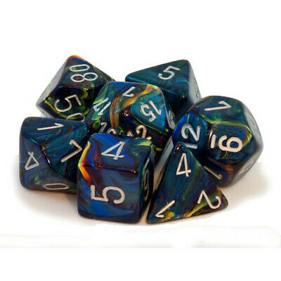Festive: Green/Silver Polyhedral 7-Dice Set