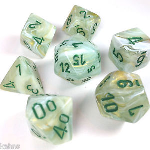 Marble: Green/Dark Green Polyhedral 7-Dice Set