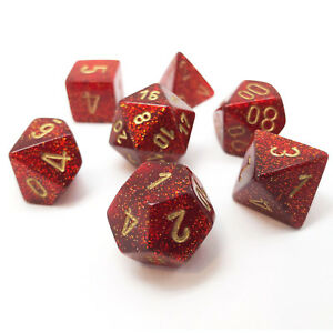 Glitter: Ruby/Gold Polyhedral 7-Die Set