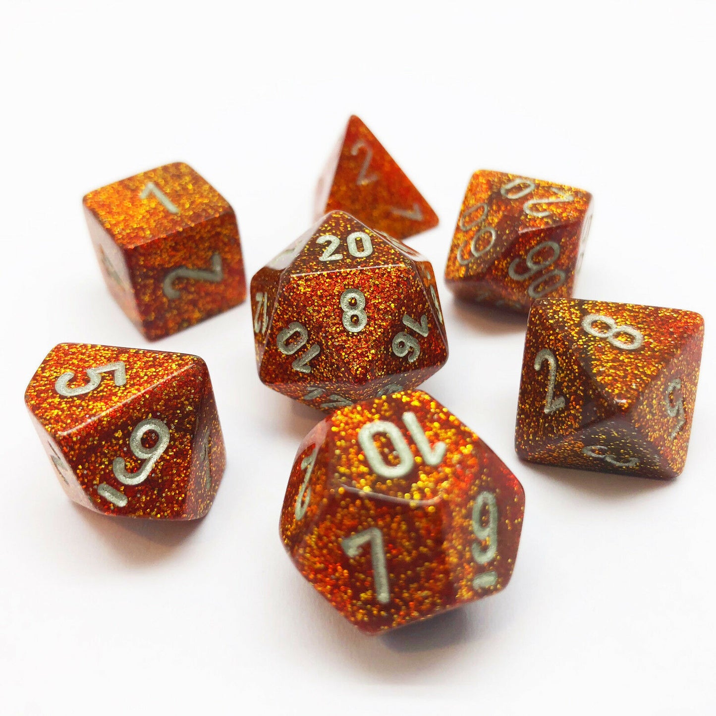 Glitter: Gold/Silver Polyhedral 7-Die Set