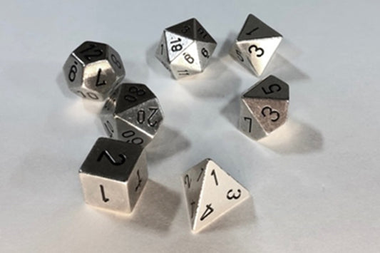 Solid Metal Silver Color Polyhedral 7-die set