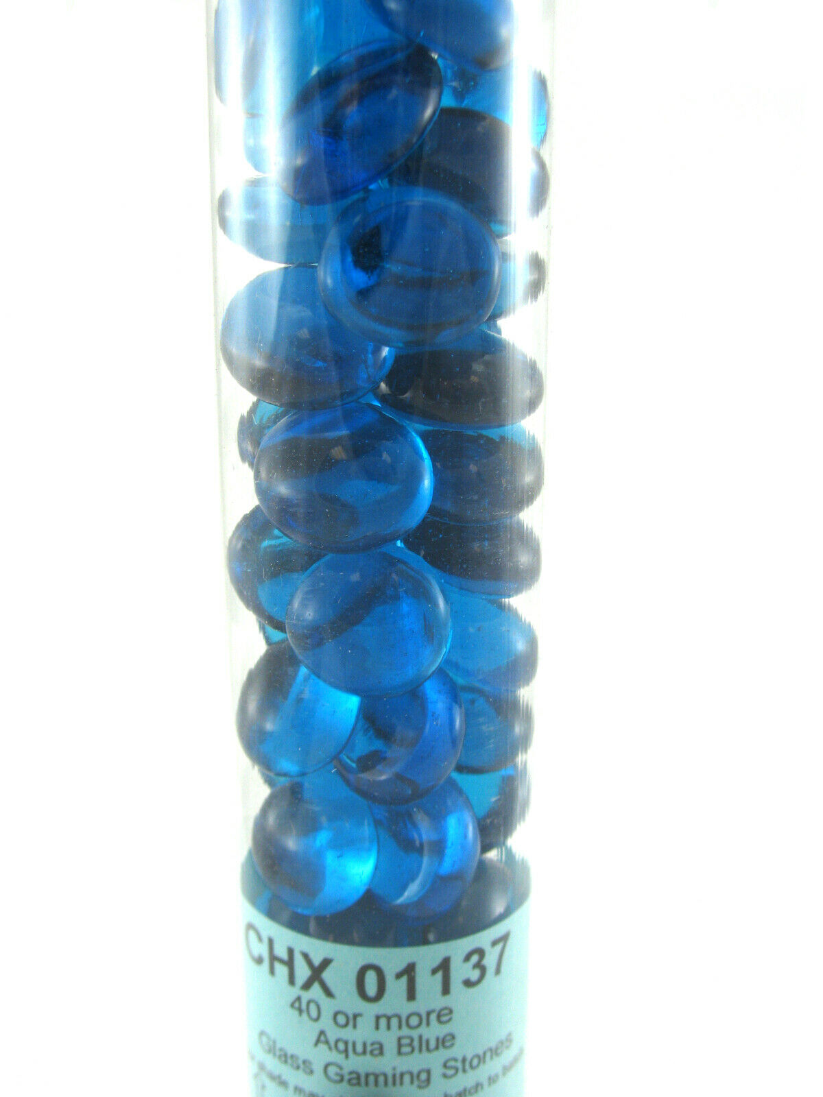 Crystal Aqua Blue Glass Stones in 5.5` Tube (40)