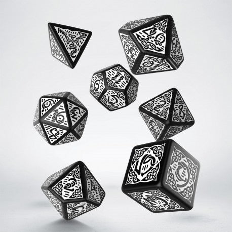 Celtic Dice Set 3D Black/White Revised (7)