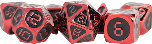 Digital Enamel Metal Dice Set 16mm: Red with Black Enamel (7)