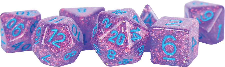 16mm Resin Flash Dice Poly Set: Purple (7)