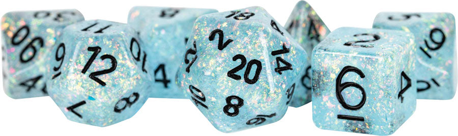 16mm Resin Flash Dice Poly Set: Blue (7)