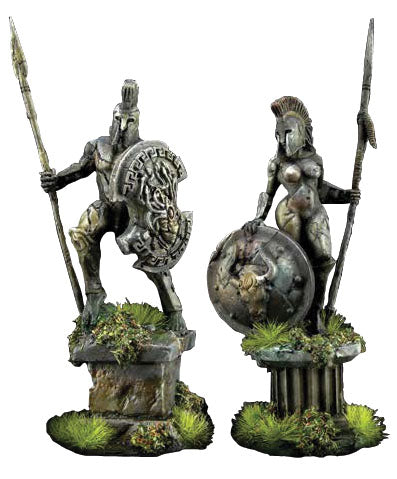 Bones Black: Amazon and Spartan Living Statues (Bronze)